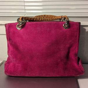 Escada Italian Dark pink Suede leather designer handbag hand
